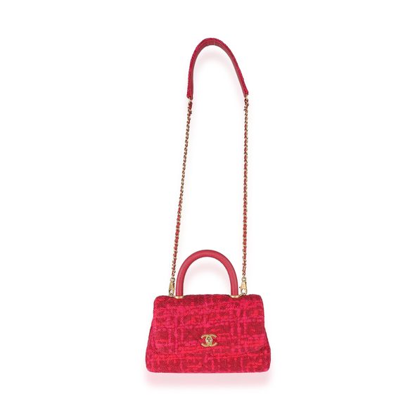 Chanel Pink Boucle Tweed Small Coco Top Handle - Picture 7 of 8